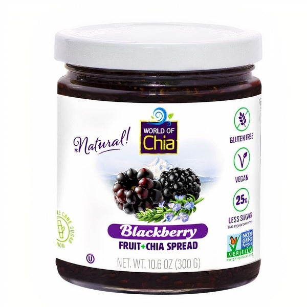12-PACK OF Fruit Spread Blackberry + Chia Extra Fruit, Space Enterprises (World of Chia)