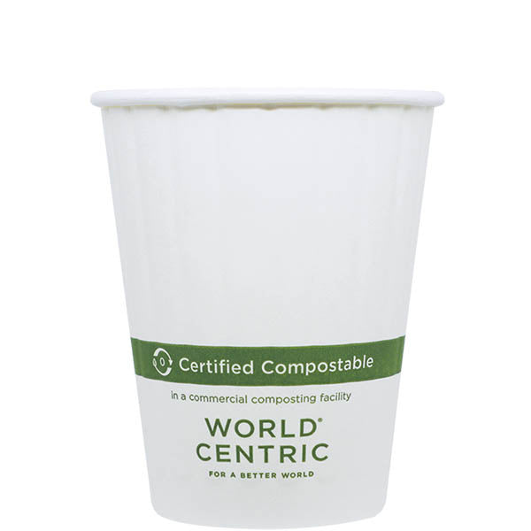 1000-PACK OF CUP HOT 12 oz Double Wall Insulated World Centric Compostable Paper Coffee Cups | 1000 count