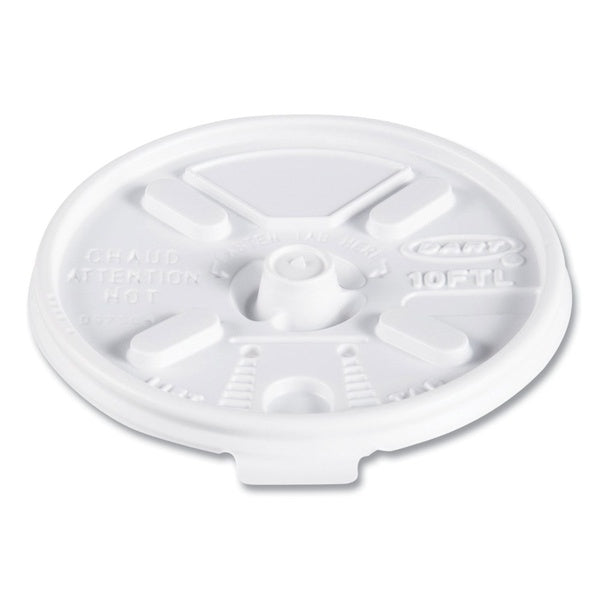 1000-PACK OF Lid Plastic Dart 10FTL Lift N' Lock 10 oz. Plastic Hot Cup Lids - Durable White Lids (1000 Count) for Hot Beverages