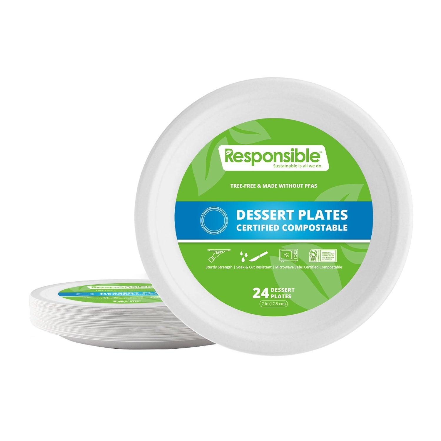 960-PACK OF PLATE ROUND COMPOSTABLE MOLDED FIBER 7 INCH 24CT WITH PDQ DISPOSABLE