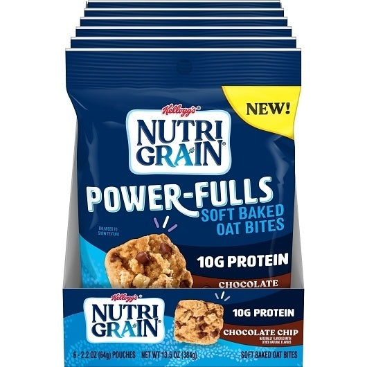 48-PACK OF Nutri-Grain Cereal Bars Powerfulls Chocolate Chip Oat Bites Kellogg'S, 8 - 6 - 2.2 Oz