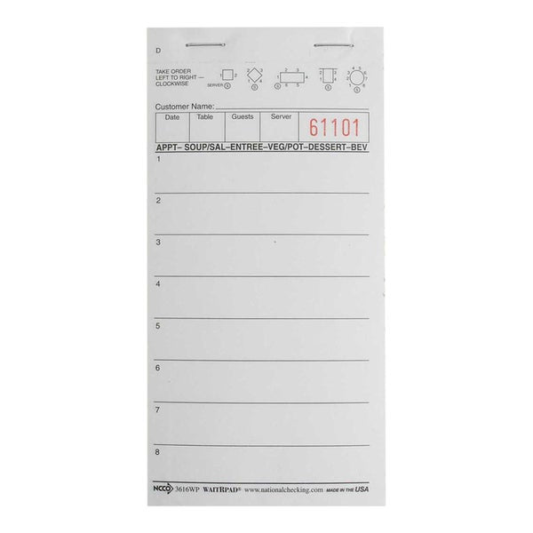100 CT-PACK OF GUEST CHECK 1 PART WHT 8 LINES