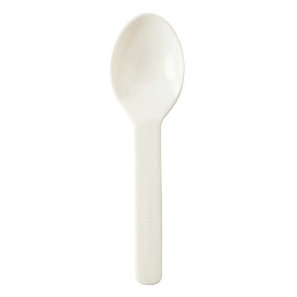 3000-PACK OF SPOON CMPSTBL World Centric 3" Compostable tPLA Mini Tasting Spoons | 3000 count