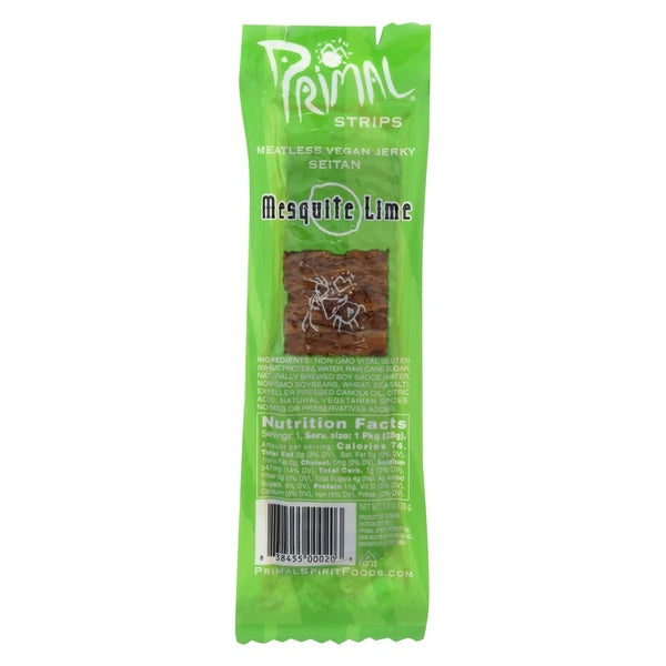 24-PACK OF Plantbased Jerky Seitan Mesquite Lime Vegan Primal Strips 1 oz