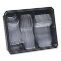 180-PACK OF Dixie CH0180DX7 Cutlery Keeper Tray with Heavy-Duty Plastic Forks, Knives, and Spoons - 180 Count Clear Pack for Easy Serving