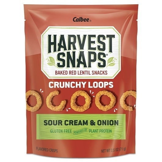 12-PACK OF Red Lentil Crunchy Loops Sour Cream & Onion Harvest Snaps, 12 - 2.5 Oz