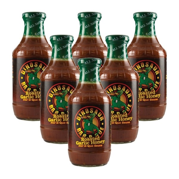 6-PACK OF Sauce Bbq Roasted Garlic Honey Dinosaur Barbque 19 oz