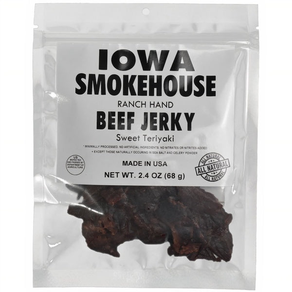 24-PACK OF Beef Jerky Ranch Hand Sweet Teriyaki 2.4 oz, Iowa Smokehouse