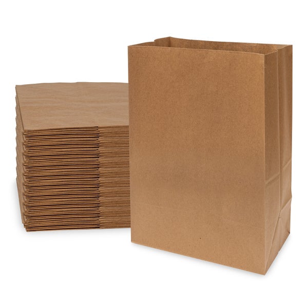 100-PACK OF Bag Paper 1/8 BBL 100 Count Brown SOS Bags, 10x6x14 Inch 80 GSM Takeout Size Prime Line Packaging Kraft Paper Bags, Paper Sacks for Meals, Cafés, Delis, Bakeries, Delivery, in Bulk