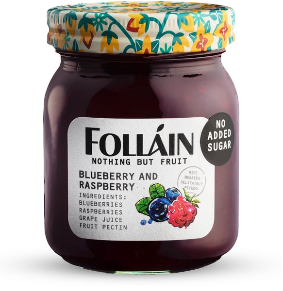 9-PACK OF Jam Blueberry and Raspberry Nothing But Fruit Follain, Bewley Irish Imports