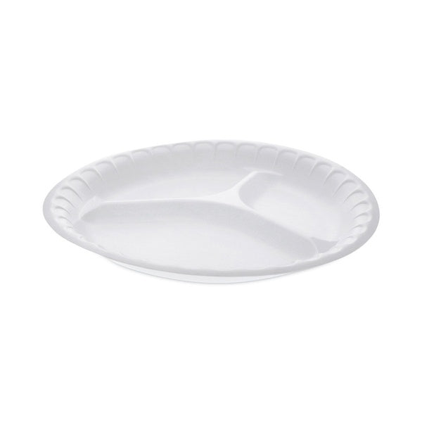 540-PACK OF Plate Compartment Pactiv Corp. Placesetter Satin Non-Laminated 3-Compartment Plates - 10.25 inches, White - 540 Count