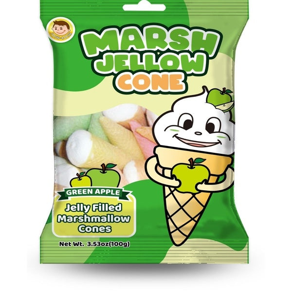 24-PACK OF Marsh Jellow Cone, Green Apple, 24/3.52 oz.
