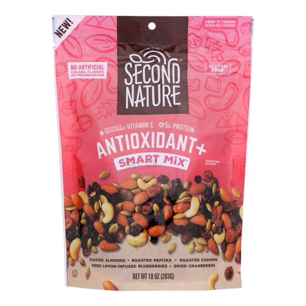 6-PACK OF Snack Nut Medley Antioxident Smart Mix Second Nature 10 oz
