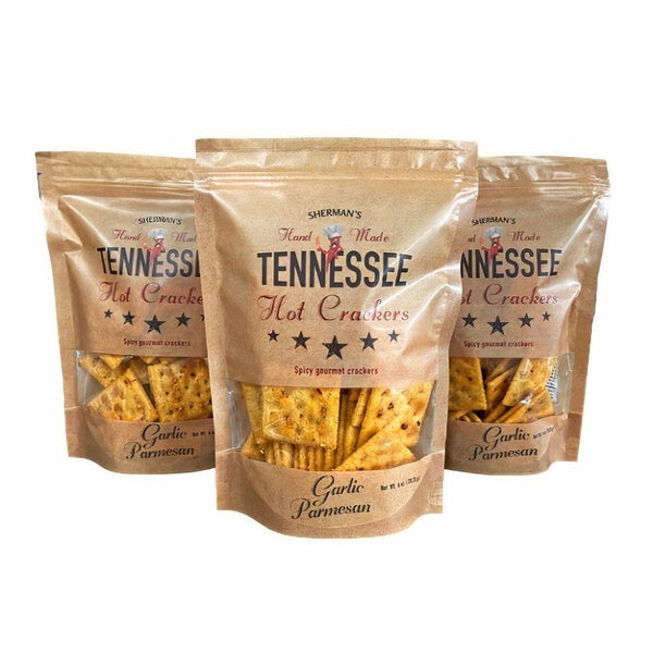 30-PACK OF Crackers Hot, Garlic Parmesan Lg Case, Sherman's Tennessee Hot Crackers