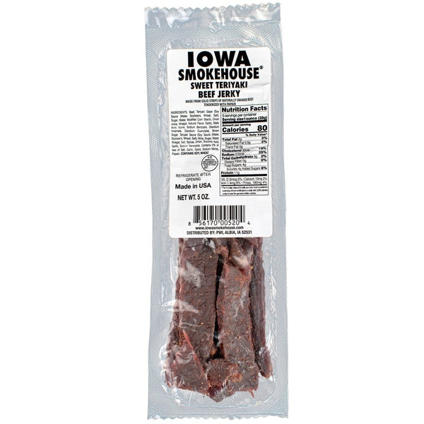 12-PACK OF Beef Jerky Sweet Teriyaki 5 oz, Iowa Smokehouse
