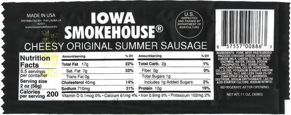 12-PACK OF Sausage Summer Cheesy Original 11 oz, Iowa Smokehouse