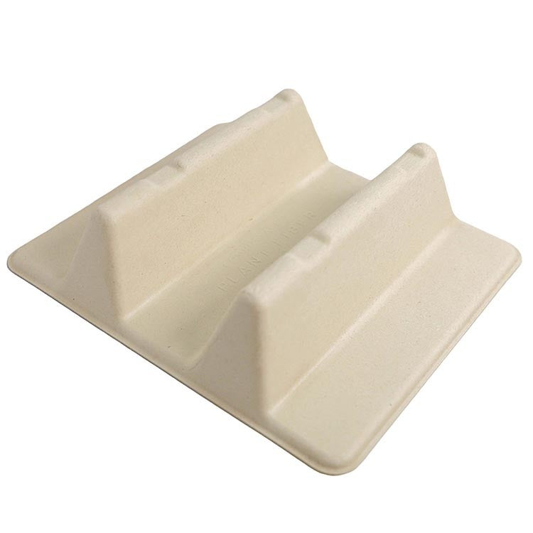 600-PACK OF CONTAINER TAKEOUT World Centric Compostable Fiber Taco Inserts for 8x8 & 9x9 Linear Fiber Containers | 600 count