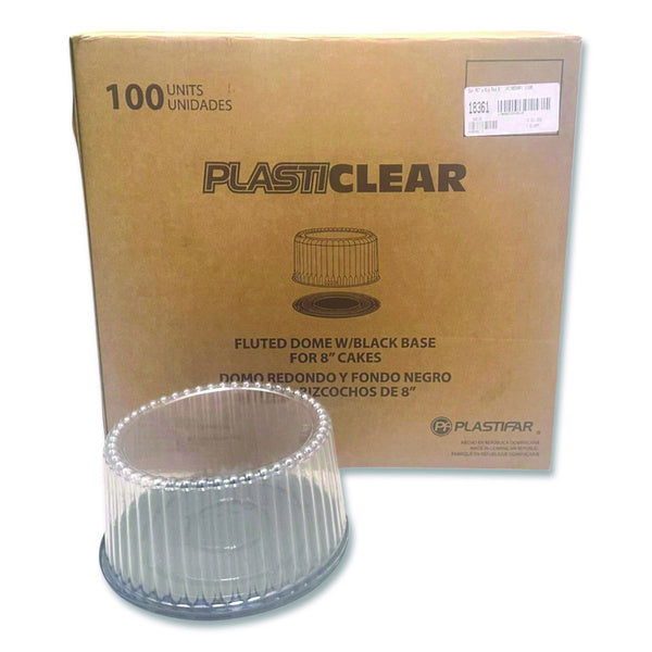 100-PACK OF Plastifar 18361 Bakery Containers, 8" Cake, 9.7" Diameter x 5" h, Black/Clear, 100/Carton