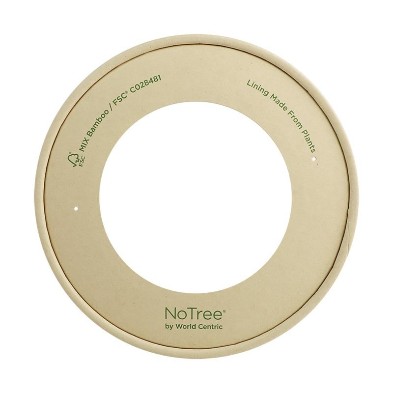 300-PACK OF BOWL CMPSTBL World Centric Compostable NoTree Paper Lids w/PLA Window | Fits WIDE 24-32 oz World Centric Bowls | 300 count