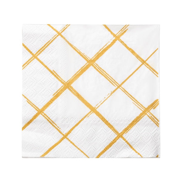 24-PACK OF Napkin Cocktail Gold Diamond Design