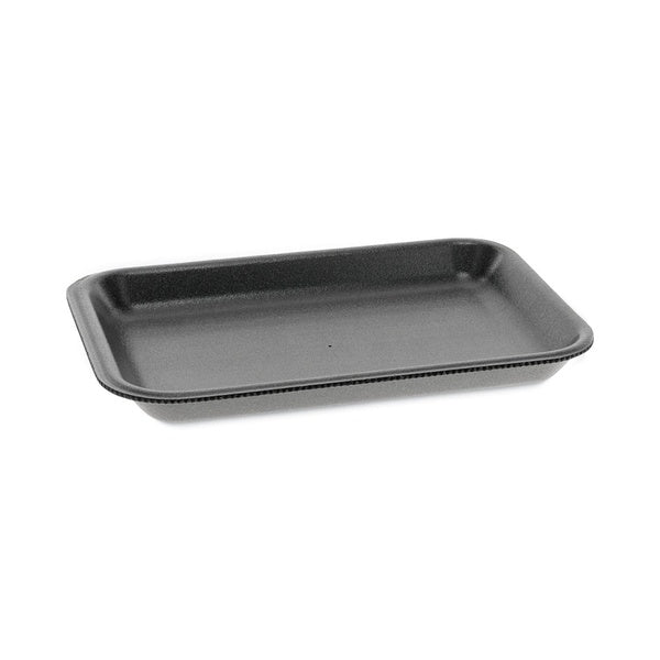 500-PACK OF Tray Foam Pactiv Corp. Foam Supermarket Tray - 8.2 x 5.7 x 0.91 Inches, Black, 500 Count - Ideal for Food Display and Storage