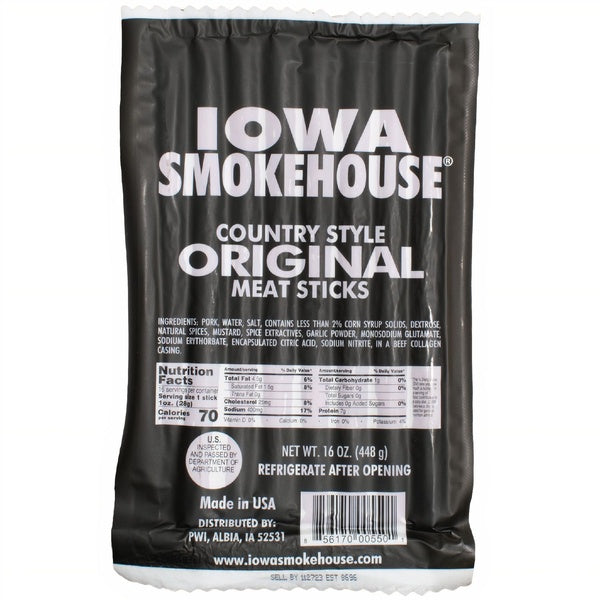 10-PACK OF Meat Sticks Country Style Original 16 oz, Iowa Smokehouse