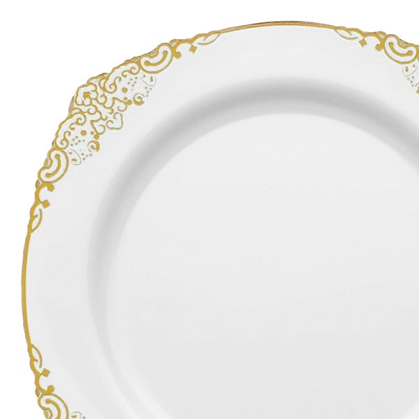 12-PACK OF Plate Salad 7.5" White Gold Edge