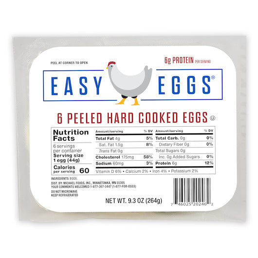 24-PACK OF Peeled Hard Cooked Eggs Dry Pack Easy Egg, 24 - 6 Cnt