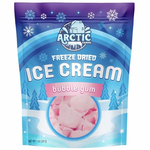 12-PACK OF Candy, Freeze Dried Ice Cream - Bubblegum, Arctic Farms