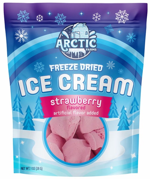 12-PACK OF Candy, Freeze Dried Ice Cream - Strawberry, Arctic Farms
