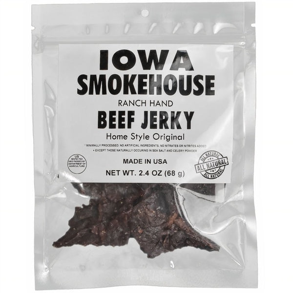 24-PACK OF Beef Jerky Ranch Hand Home Style Original 2.4 oz, Iowa Smokehouse