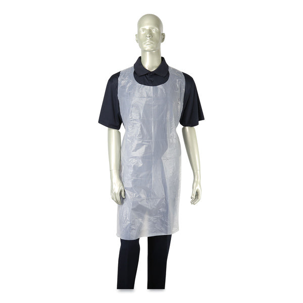 1000-PACK OF AmerCareRoyal DA2846 28 in. x 46 in. Poly Apron - One Size Fits All, White (1000/Carton)