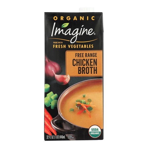 6-PACK OF Broth Chicken Free Range Imagine 32 fz