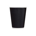 500-PACK OF Cup Paper Karat 12oz Ripple Paper Hot Cups - Black (90mm) - 500 ct