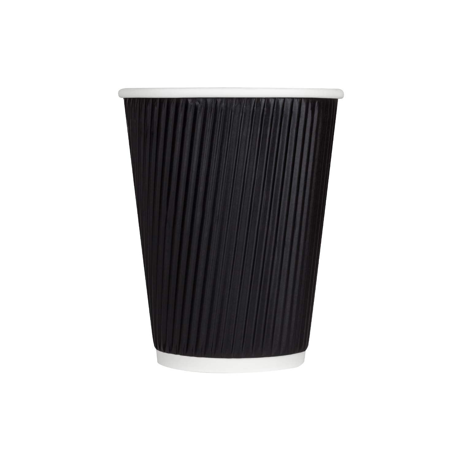 500-PACK OF Cup Paper Karat 12oz Ripple Paper Hot Cups - Black (90mm) - 500 ct