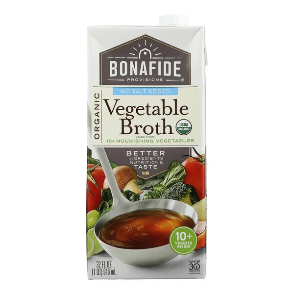 6-PACK OF Broth Vegetable No Salt Bonafide Provisions 32 oz