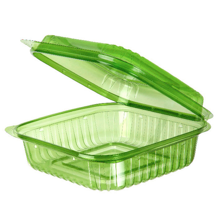160-PACK OF Container To Go Vegware Compostable 8x8x3" Compostable PLA Clamshells w/ Green Tint | 160 count