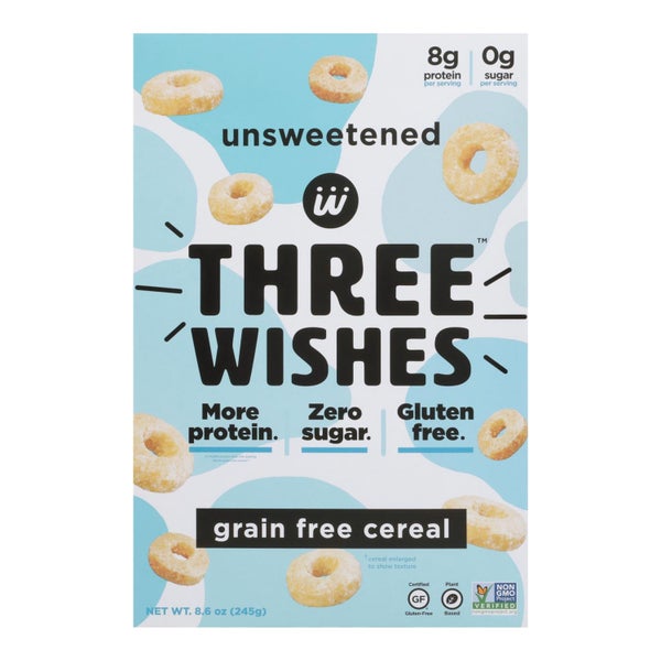 6-PACK OF Cereal Crunch Unsweetened Gluten Free Three Wishes 8.6 oz