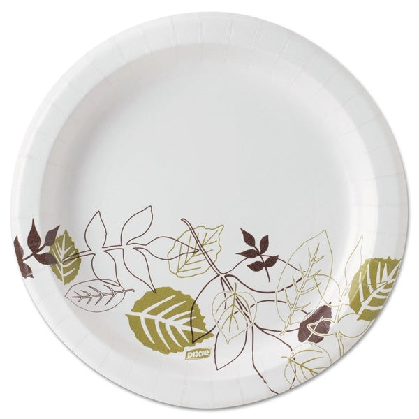 1000-PACK OF Plate Paper Dixie UX9PATH Pathways Soak-Proof Shield 8.5-inch Paper Plates - Green and Burgundy (1000 Count Carton)