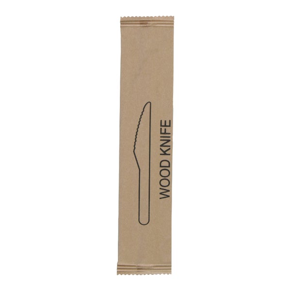 1-PACK OF KNIFE WOODEN IND WRAPPED