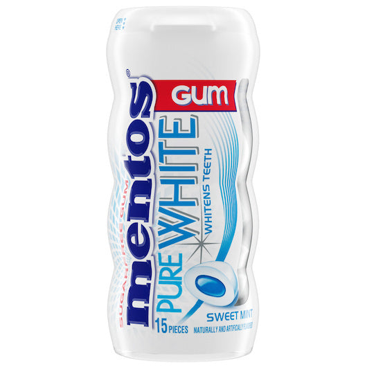 120-PACK OF Sugar Free Pure White Sweet Mint Gum Mentos Candy, 12 - 10 - 15 Pc