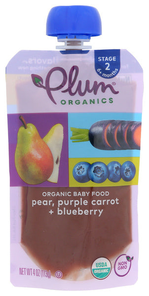 12-PACK OF Puree Pear Plum Organics 4 oz