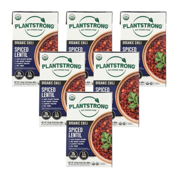 6-PACK OF Soup Chili Lentil Spiced Plantstrong 16.9 fz