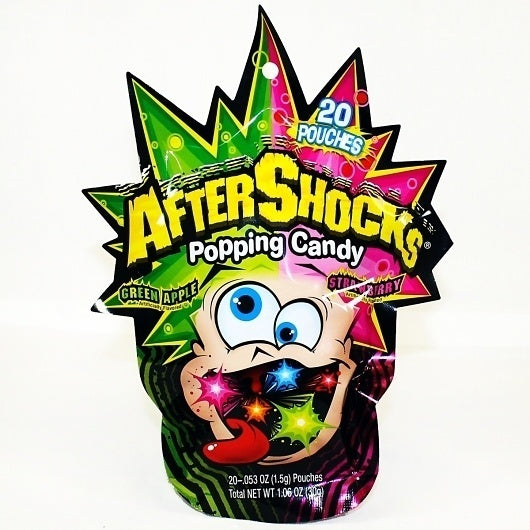 18-PACK OF Popping Candy Peg Bag Aftershocks, 18 - 1.06 Oz