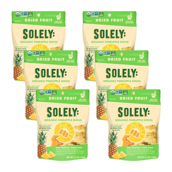 6-PACK OF Pineapple Dried Organic Solely 3.5 oz