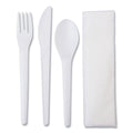 250-PACK OF Eco-Products EP-S015 Plantware Compostable Cutlery Set - Forks, Knives, Spoons & Napkins - Pearl White - 250 Count