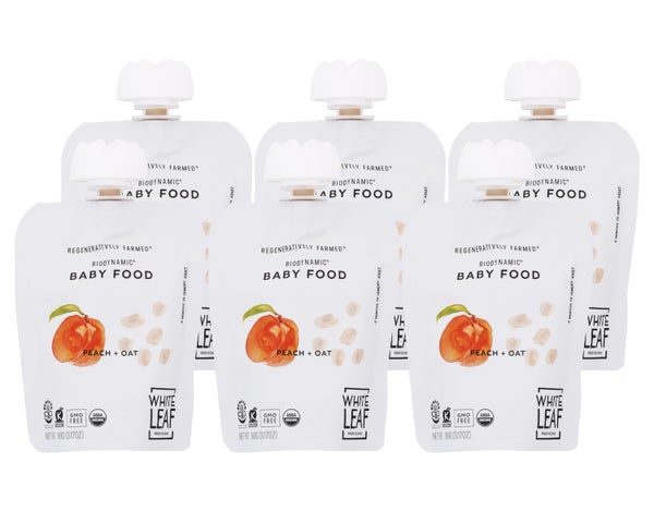 6-PACK OF Puree Peach Organic Oat White Leaf Provisions 90 gm