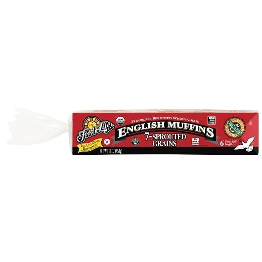 6- PACK OF Organic 7 Sprouted Grain English Muffin Food For Life, 6 - 16 Oz