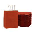 100-PACK OF Bag Paper 8x4x10 Inch 100 Count Red 120 GSM Small Prime Line Packaging Kraft Paper Bags with Handles, Shopping Bags for Small Business, Restaurant, Retail, Delivery, in Bulk