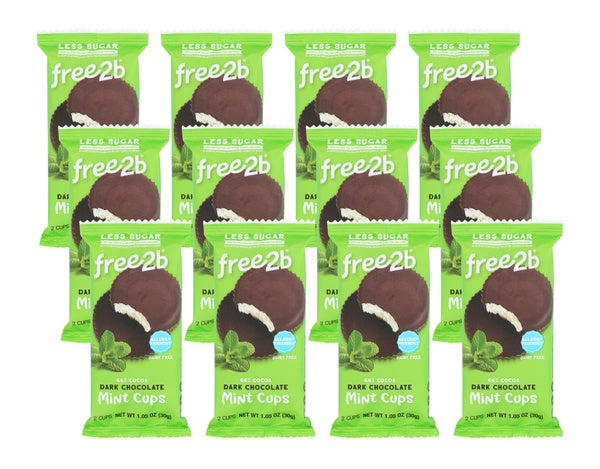 12-PACK OF Chocolate Cup Dark Chocolate Mint Free 2 B 1.05 oz